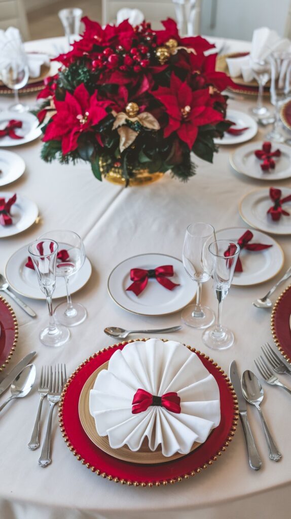 mesa posta natal dourado e vermelho