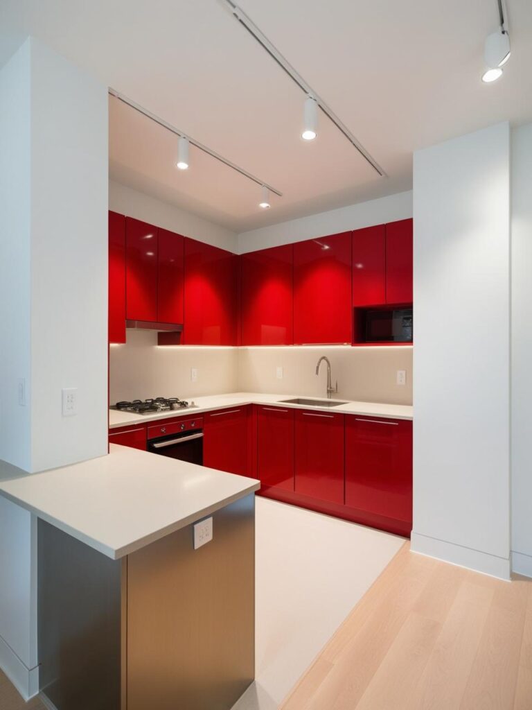 cozinha pequena vermelho