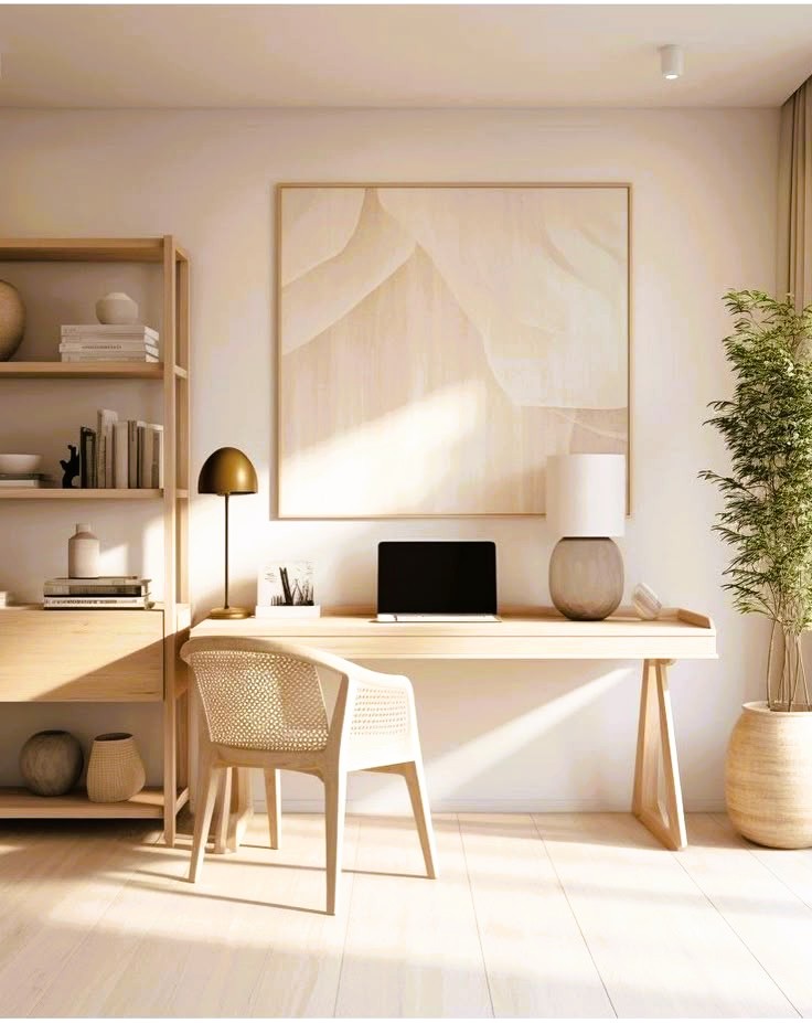 escritório estilo de decoração japandi (2)