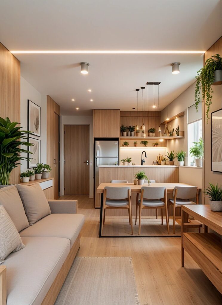 sala de jantar integrada com sala de estar