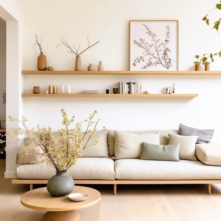 sala estilo de decoração japandi